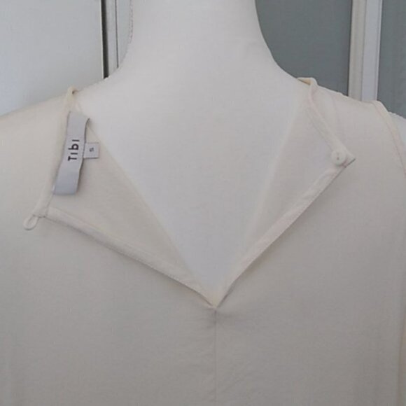 Like New Ivory Tibi Silk Cold Shoulder Top - Picture 9 of 15